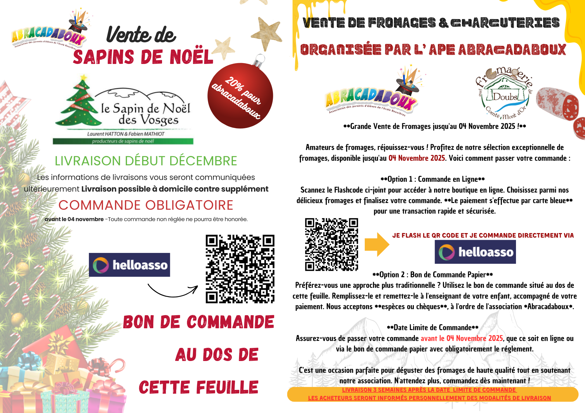 Vente Fromages et Sapins Abracadaboux